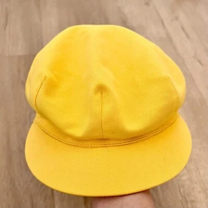 Super Rare Burberry Newsboy Cotton Cap Hat Beret Yellow W/ Plaid Size L - NWT - Picture 1 of 7