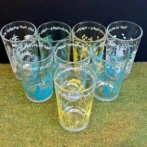 Flintstones Set of 8 Vintage Welch's Grape Jelly Glasses Hanna Barbera - 1960s - Picture 1 of 11