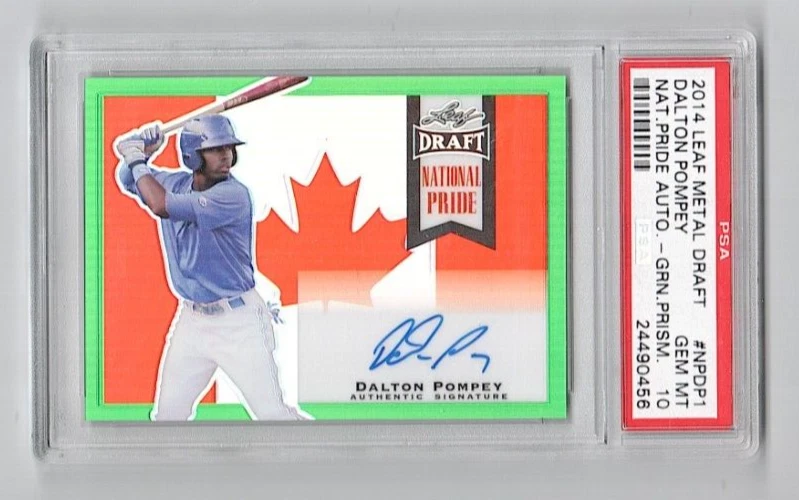 2014 Leaf metal Draft Green Prism National Pride Dalton Pompey Auto #1/5 PSA 10 - Image 1 of 2