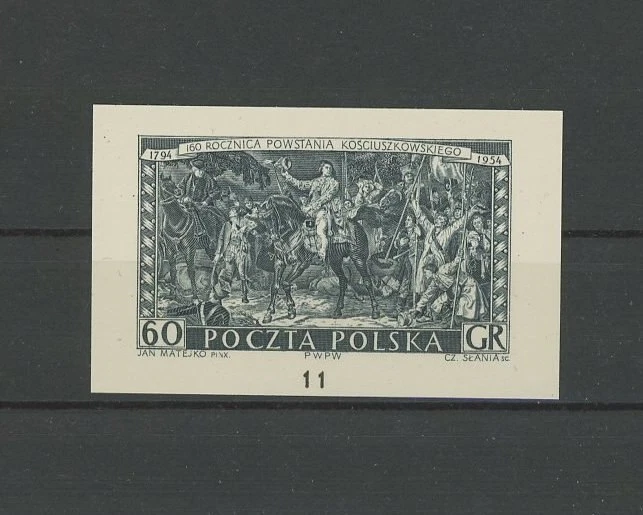 波兰黑色印花 1958 年罕见!! BATTLE RACLAWICE 马骑马 m4170 — 第 1/1 张图片