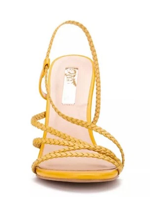 Olivia Miller Mujer Pasarela Trenzado Correas Tacones Zapatos Sandalias Amarillo EE. UU. 8 M Foto 1 de 4