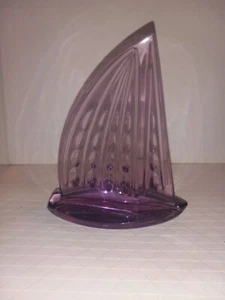 WATERFORD Ireland Art Glass Purple Crystal SAILBOAT Figurine Mint 6” Nauticle - Picture 1 of 7