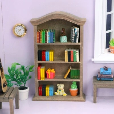 1/12 Scale Dollhouse Miniatures Mini Furniture Vintage Bookcase Decor Accessorie - Image 1 of 4