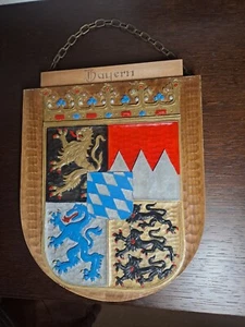 Wappen Bayern Holz handgeschnitzt Weihnachtsgeschenk Bürokunst repräsentativ - Bild 1 von 2