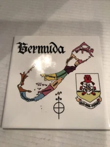 Vintage Deko Fliese mit Karte von Bermuda Neu 6x6 - Bild 1 von 8