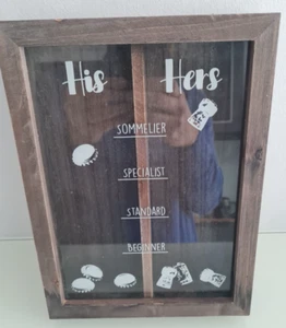 Wanddeko Mitbringsel für Paare Kronkorken/Wein Korken Holz, zur Wandmontage - Bild 1 von 4