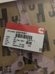 New OEM NOS Cummins GASKET OIL PAN Part 4337597 - Picture 1 of 3