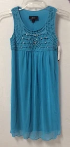 B Wear Byer Girls Dress Size 10 Blue Bling At Bodice Empire Waist New 59 - Picture 1 of 6
