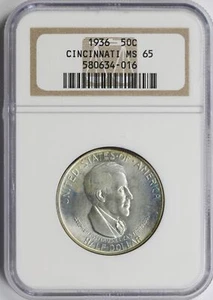 1936 50c Cincinnati Silver Half Dollar NGC MS65 - Picture 1 of 4
