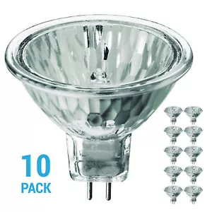 10 Pack 20MR16 Bulb BAB 20W 12V FL MR16 Dimmable Bi-Pin 2-Pin GU5.3 Cover Glass - Picture 1 of 4