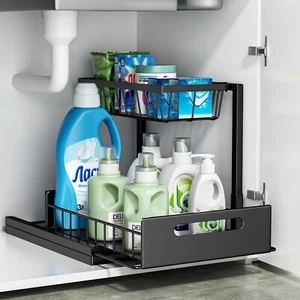 Metall Unter Waschbecken Regal 2 Etagen Spülschrank Organizer Unterschrankregal - Bild 1 von 12