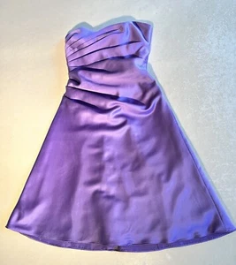 Alfred Angelo Womens Lavender Satin Strapless/back Lacing Midi Dress Sz 2 Used - Picture 1 of 8