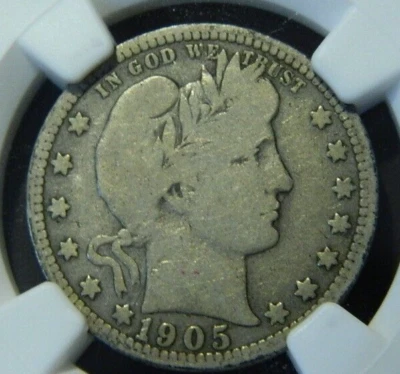 1905 "O" Barber Silver Quarter 25c NGC VG8 (Lot#10-14) - Image 1 of 3