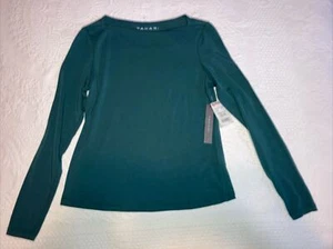 Blusa Top Tahari Verde Oscuro Talla XS Manga Larga Nueva con Etiquetas - Imagen 1 de 14
