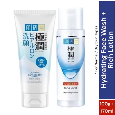 Hada Labo Hydrating Face Wash 100g + Rich Lotion 170ml Set For Normal / Dry Skin - Image 1 of 4