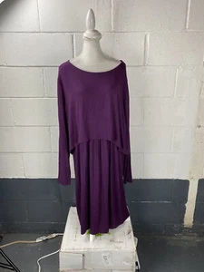 Gap Maternity Nursing Dress Purple NWT size XXL Long Sleeves Scoop Neck - Picture 1 of 12