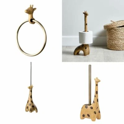 IRONMONGERYWORLD AFRICAN SAFARI GIRAFFE bathroom accessories hook towel ring toilet roll holder