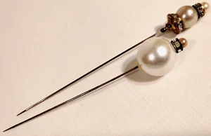 Par de alfileres decorativos vintage para mujer perlas de imitación diamantes de imitación brillantes - Imagen 1 de 10