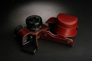 Echt Echt Leder Full Kamera Tasche Hülle für Sony A6400 A6100 Braun Farbe - Bild 1 von 8