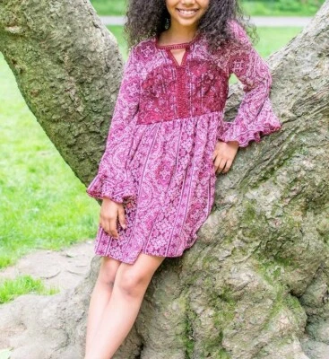 Vestido Campesino IRIS & IVY BONNIE JEAN Niñas 12, 14, 16 Borgoña Nuevo con Etiquetas $56 Foto 1 de 3