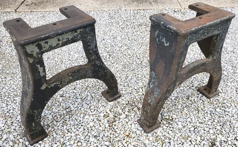 Antique Cast Iron Table Legs/Base from Salvaged Machine Lathe Cover