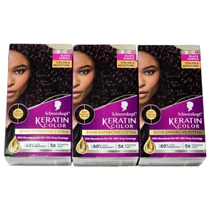 3er Pack Schwarzkopf Keratin Color 1,99 Schwarz Lila Permanent Haarfarbe - Bild 1 von 1