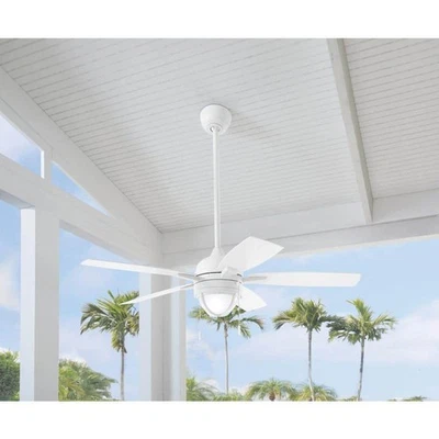 Hampton Bay Seaport II 52" Matte White Indoor/Outdoor Ceiling Fan w/ LEDs - Image 1 of 4