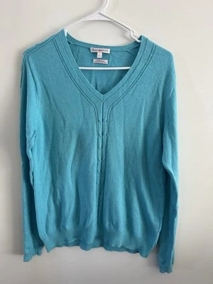 Suéter para mujer Peter Millar algodón cachemir cuello en V talla L azul verdoso mezcla de lujo Foto 1 de 4