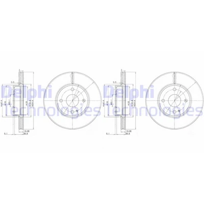 2X DISQUES DE FREIN DELPHI 254Mm VENTILÉS AVANT ADAPTÉS POUR MAZDA MX-5 | BG3393 - Photo 1/2