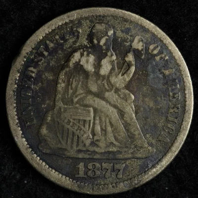 1877 Seated Liberty Silver Dime FINE E221 TWSI - Image 1 of 2