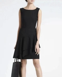 Banana Republic Women’s Black Ruffle Hem Sheath Dress Size 14 Career Coctail - Picture 1 of 7