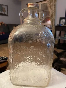 Vintage Garrett's Weinflasche Krug geprägtes Getränkeglas 1 Gallone Doppelgriff - Bild 1 von 9