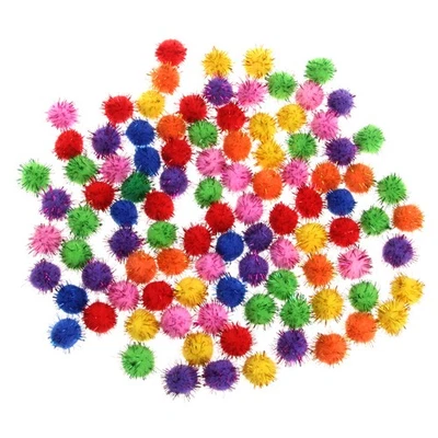 100Pcs Colorful Mini Sparkly Glitter Tinsel Balls Small Pom Ball For Cat Toys - Image 1 of 4
