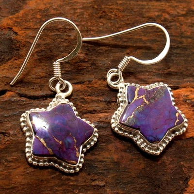 Simulated Turquoise Gemstone 925 Silver Anniversary Gift Earring Jewelry - Image 1 of 2