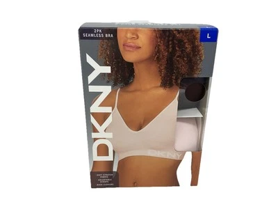 NOVO Sutiã Feminino DKNY Pacote com 2 Sem Costura, Java/Rosa Peral, Grande - Imagem 1 de 3