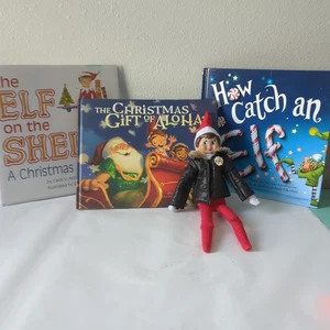 Elf Of The Shelf, Bomber Jacket, And 3 Elf Books - Picture 1 of 13
