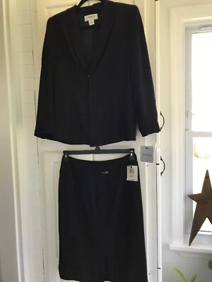 Nuevo con etiquetas Traje Falda Mujer Alfani Marrón Negrizco Talla 6P Chaqueta.  Falda talla 8P Foto 1 de 4