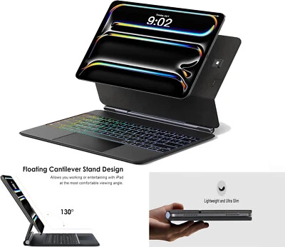 BORIYUAN Magic Keyboard per iPad Pro 13 pollici (M4) 2024 custodia tastiera con touchpad QWERTZ