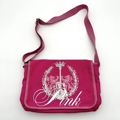 Bolso Mensajero Victoria’s Secret ROSA Vintage Rock n Roll Lona Coleccionable Foto 1 de 4