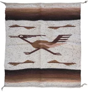 2.5x3 Vintage Mexican Rug Flatwoven Geometric Road Runner 76cmx91cm Tapestry - Picture 1 of 6