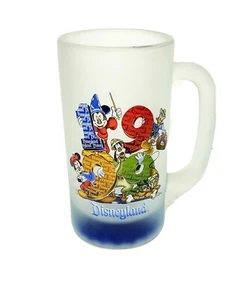 Disneyland 1999 Frosted Glass Mug Mickey Minnie Donald Goofy Pluto 6" - Picture 1 of 7