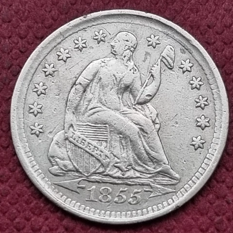 1855 Seated Liberty Half Dime 5c Higher Grade XF - AU Details #56089 Cover