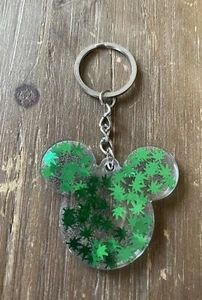 Disney Inspired Mickey Mouse Head Resin Keychain Cannabis Leaves 2” - Picture 1 of 4