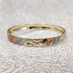 NEU 3-farbiger Metall strukturierter Armreif Armband Größe 6 goldfarben silberfarben Kupferton - Bild 1 von 5