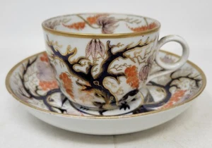 English New Hall Porcelain Tea Cup & Saucer Late 18th Imari Vine Pattern 446 - Picture 1 of 10
