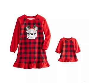 Cuddl Duds, Gown Set With A Matching 18” Doll Gown, 2T, NWT, Red Plaid - Picture 1 of 5