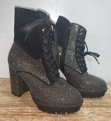 Кружевные ботинки со стразами размер 7 и 1/2 - Изображение 1 из 4