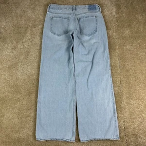Hollister Womens Low Rise Baggy Jeans 27R light Wash Wide Leg Cotton Comfort - Picture 1 of 13