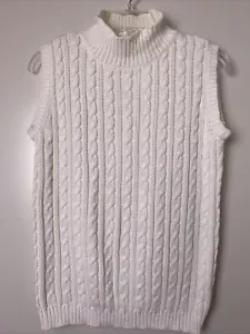 Maglione smanicato vintage anni 80 CABIN CREEK bianco maglia cavo finto collo taglia M - Foto 1 di 12