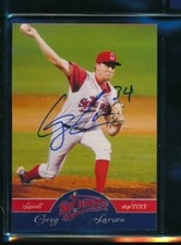 2013 Lowell Spinners Grandstand #34 Greg Larson signed autograph tough swsw6